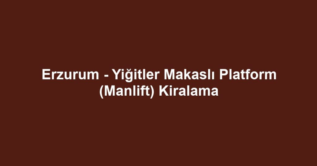 Erzurum - Yiğitler Makaslı Platform (Manlift) Kiralama