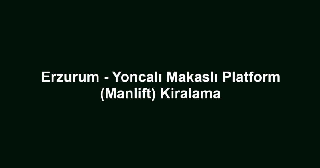 Erzurum - Yoncalı Makaslı Platform (Manlift) Kiralama