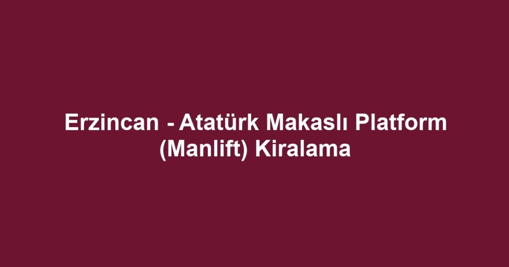 Erzincan - Atatürk Makaslı Platform (Manlift) Kiralama