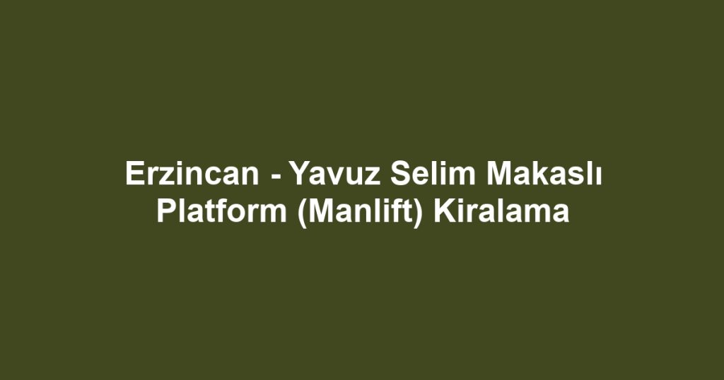 Erzincan - Yavuz Selim Makaslı Platform (Manlift) Kiralama