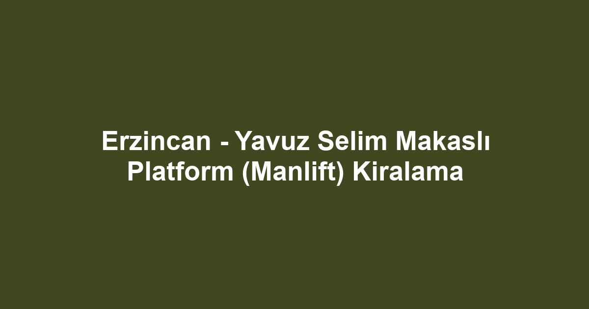 Erzincan - Yavuz Selim Makaslı Platform (Manlift) Kiralama