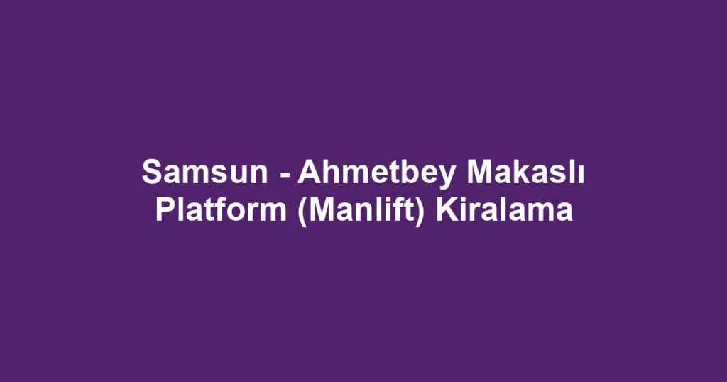 Samsun - Ahmetbey Makaslı Platform (Manlift) Kiralama