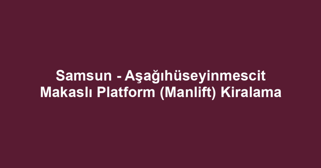 Samsun - Aşağıhüseyinmescit Makaslı Platform (Manlift) Kiralama