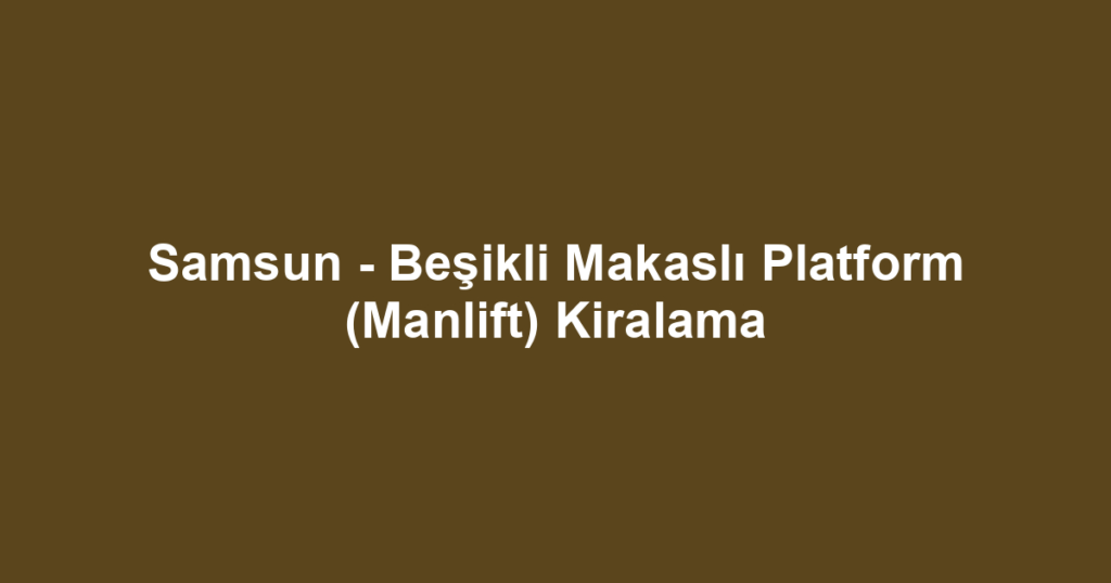 Samsun - Beşikli Makaslı Platform (Manlift) Kiralama