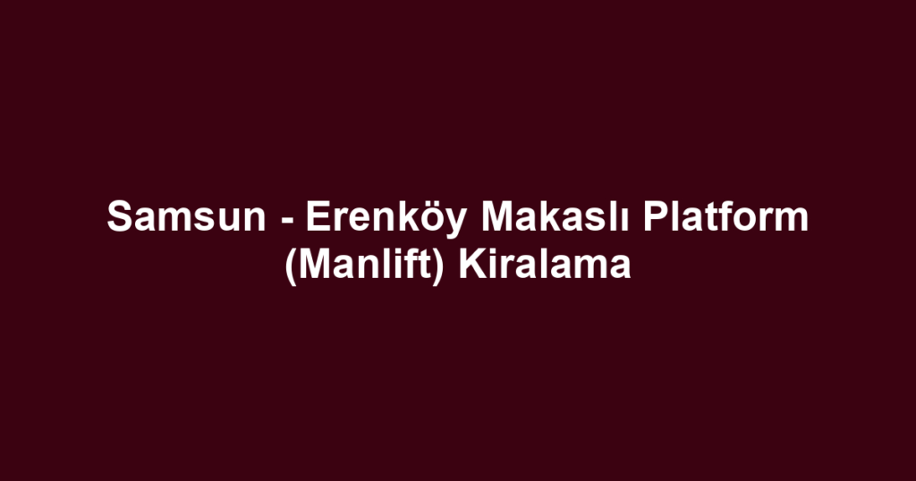 Samsun - Erenköy Makaslı Platform (Manlift) Kiralama