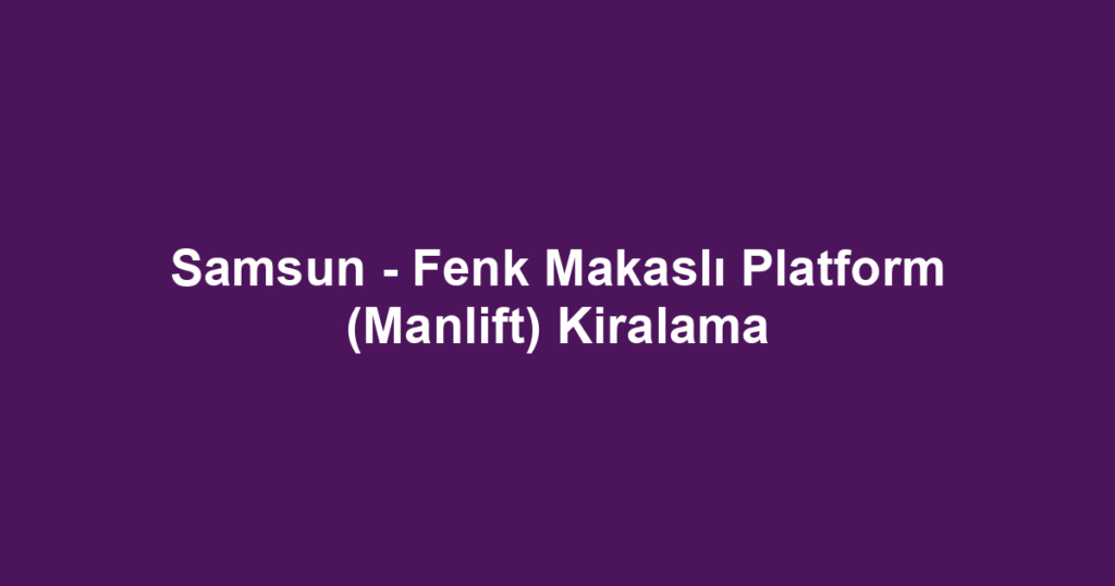 Samsun - Fenk Makaslı Platform (Manlift) Kiralama