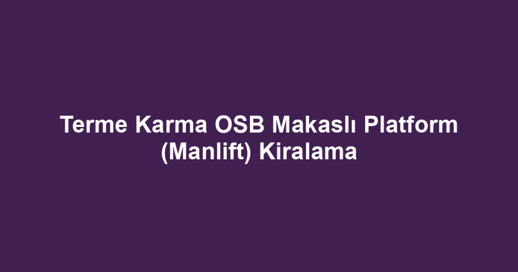 Terme Karma OSB Makaslı Platform (Manlift) Kiralama