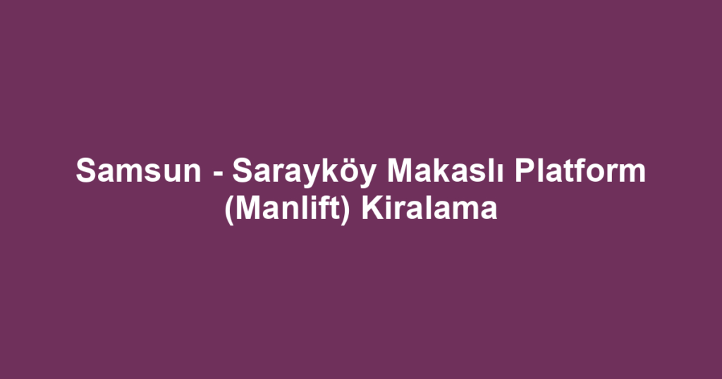 Samsun - Sarayköy Makaslı Platform (Manlift) Kiralama