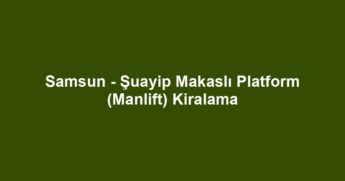 Samsun - Şuayip Makaslı Platform (Manlift) Kiralama