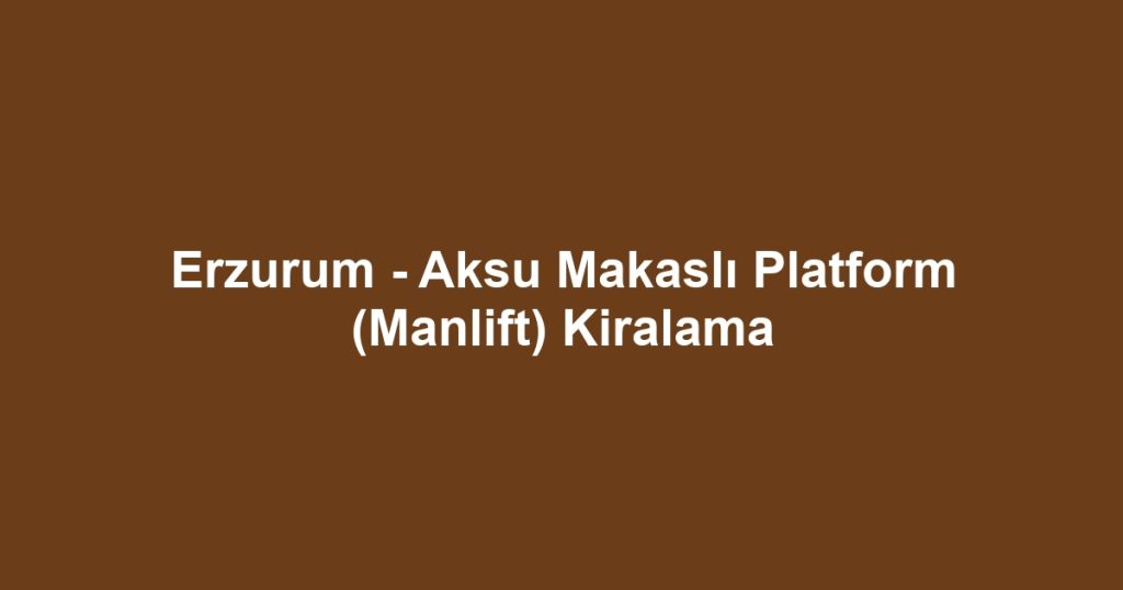 Erzurum - Aksu Makaslı Platform (Manlift) Kiralama