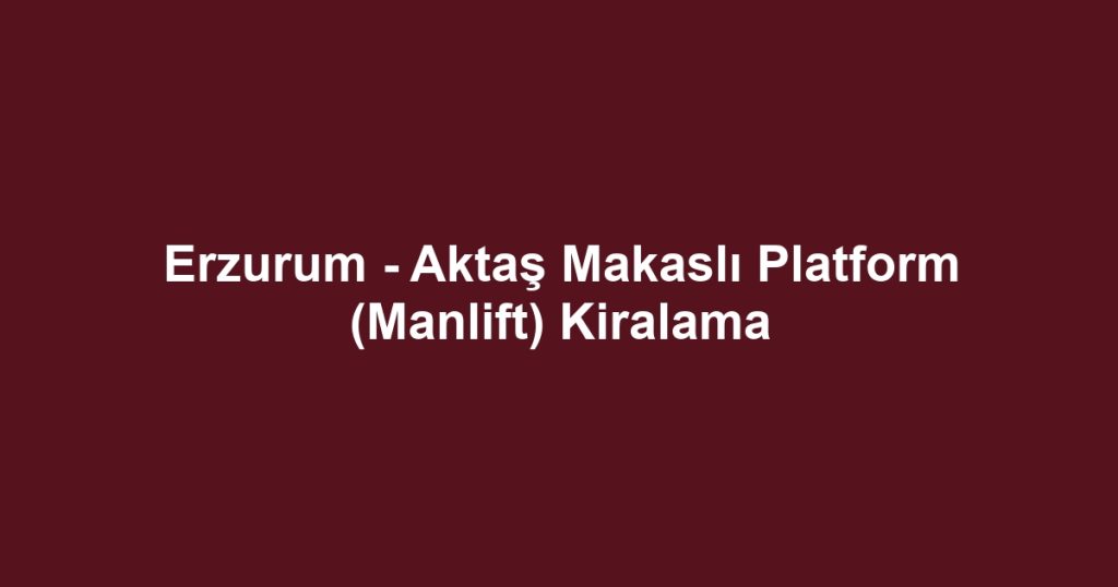 Erzurum - Aktaş Makaslı Platform (Manlift) Kiralama