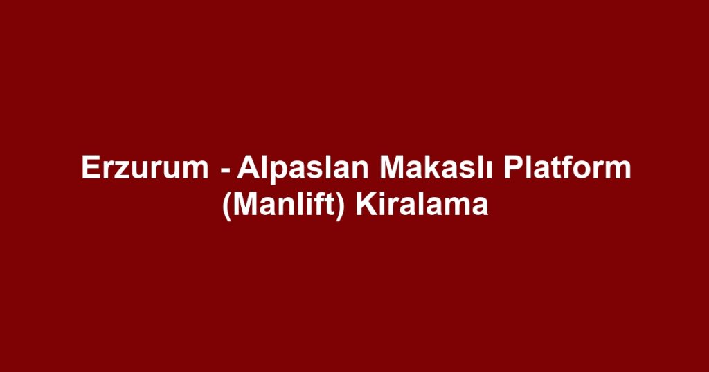 Erzurum - Alpaslan Makaslı Platform (Manlift) Kiralama