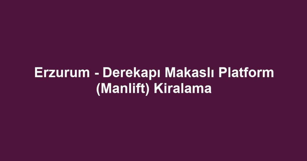 Erzurum - Derekapı Makaslı Platform (Manlift) Kiralama