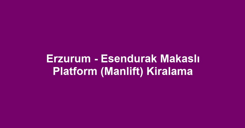 Erzurum - Esendurak Makaslı Platform (Manlift) Kiralama