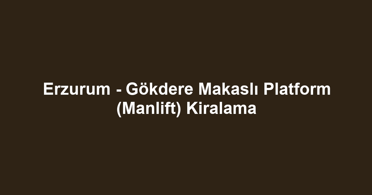 Erzurum - Gökdere Makaslı Platform (Manlift) Kiralama