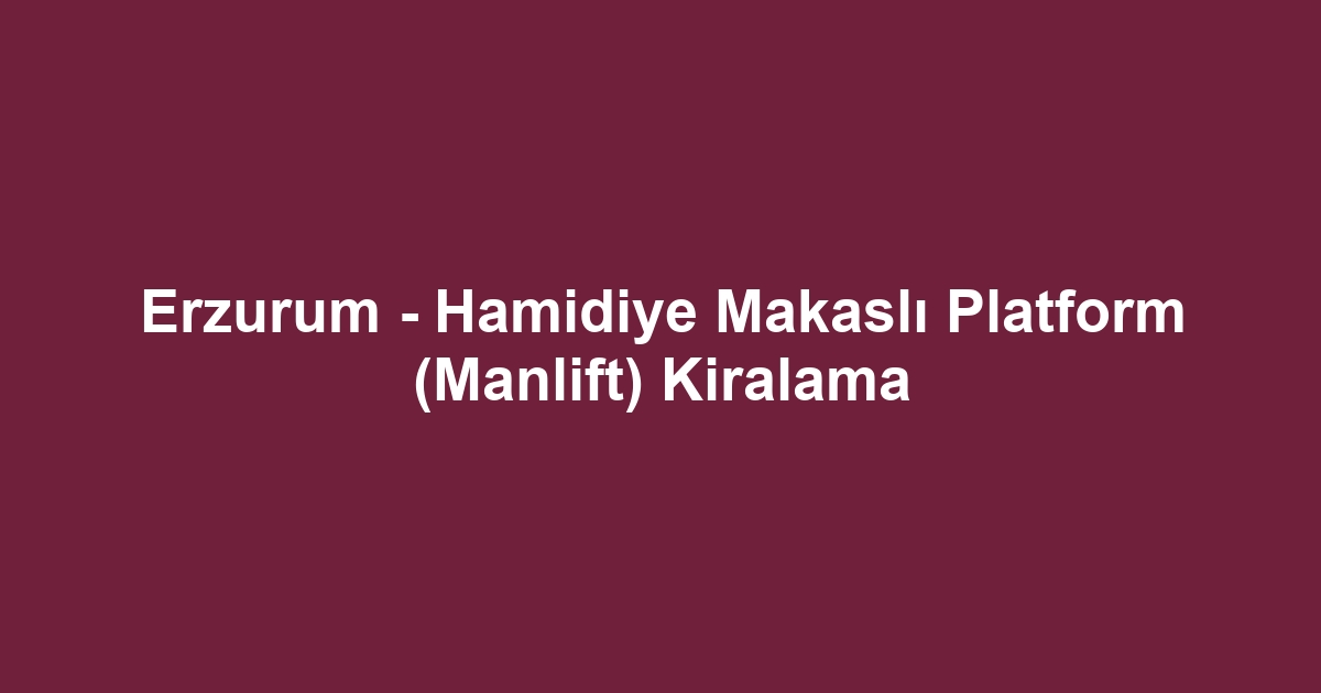 Erzurum - Hamidiye Makaslı Platform (Manlift) Kiralama
