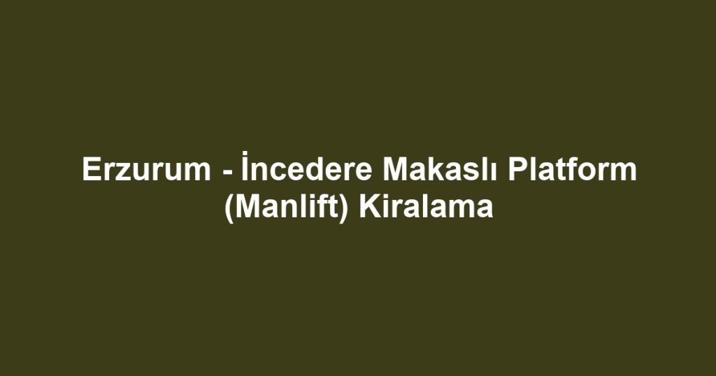Erzurum - İncedere Makaslı Platform (Manlift) Kiralama