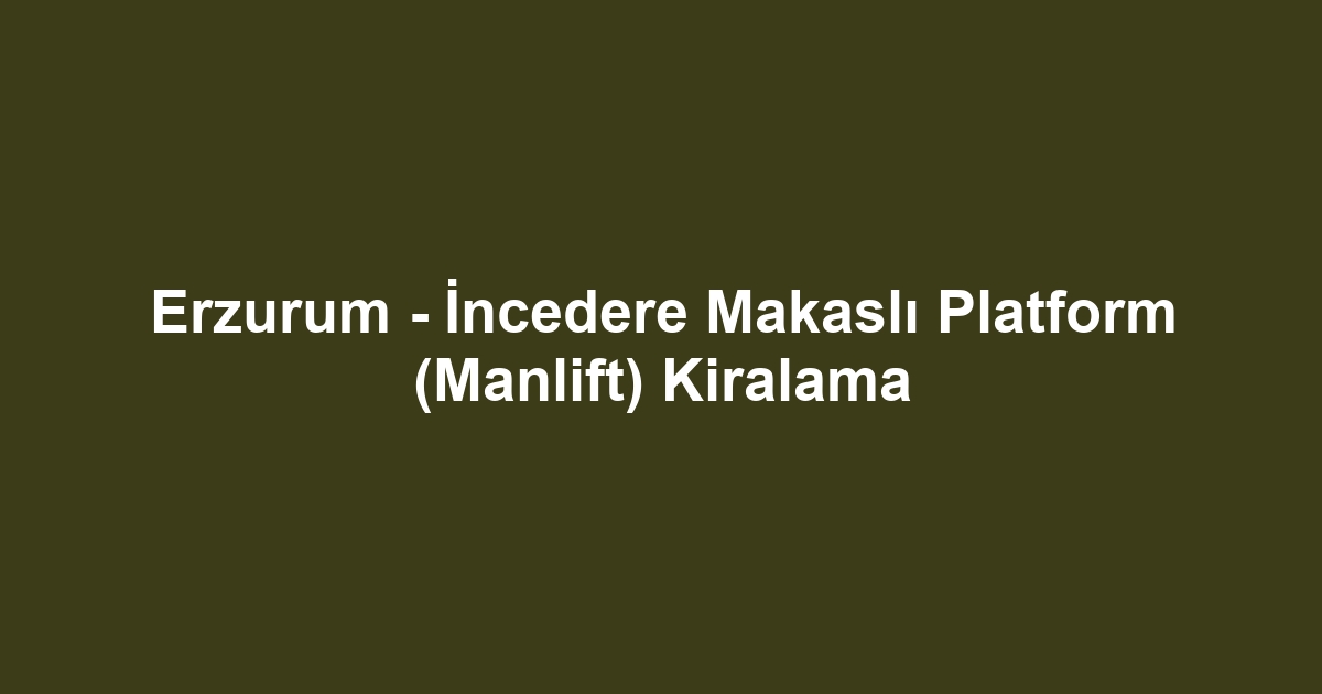 Erzurum - İncedere Makaslı Platform (Manlift) Kiralama