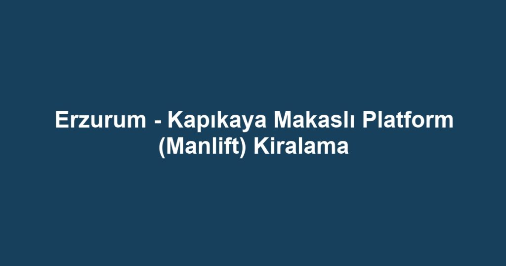 Erzurum - Kapıkaya Makaslı Platform (Manlift) Kiralama
