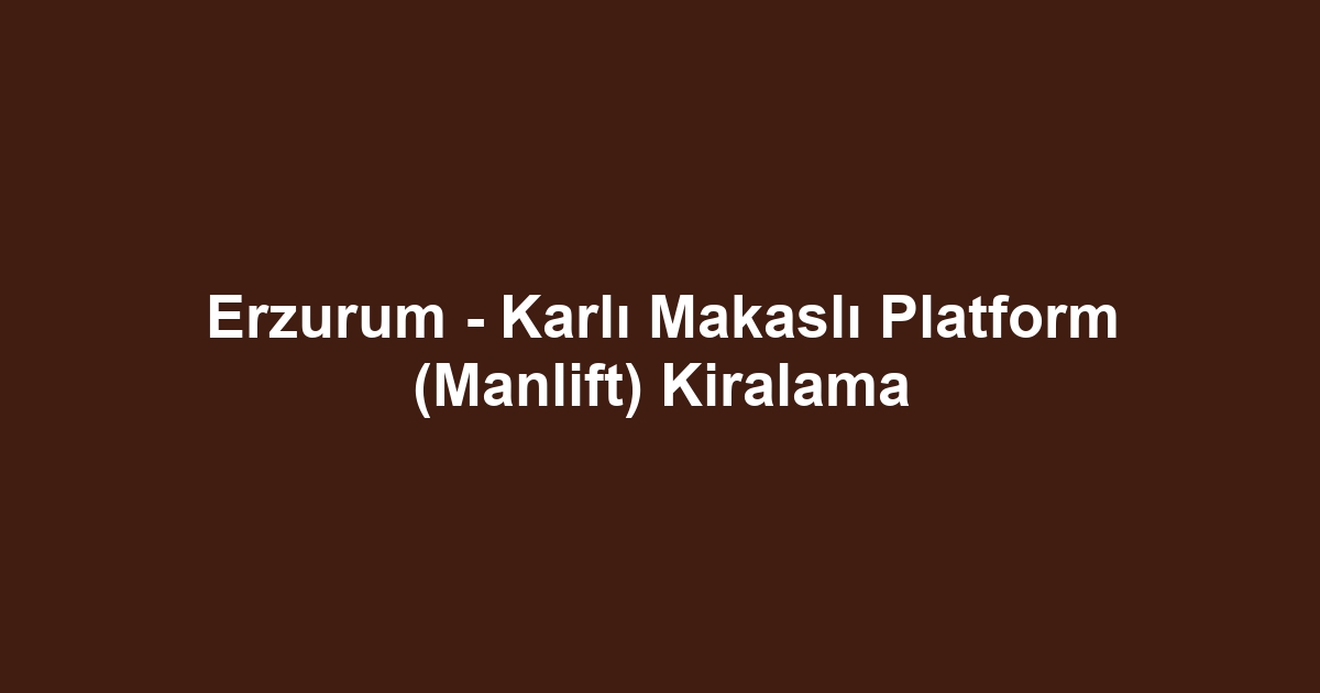Erzurum - Karlı Makaslı Platform (Manlift) Kiralama
