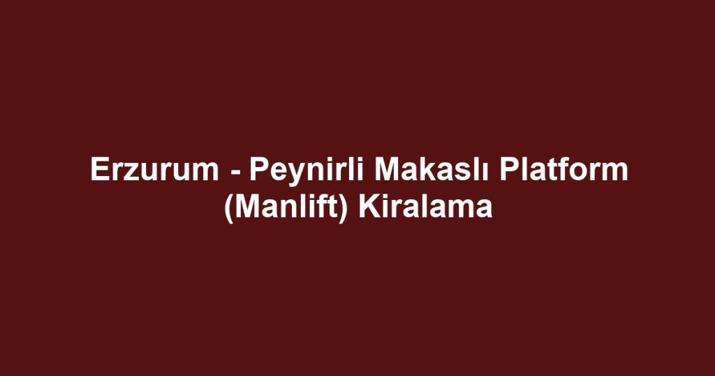 Erzurum - Peynirli Makaslı Platform (Manlift) Kiralama
