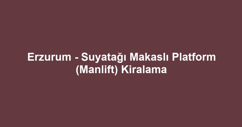 Erzurum - Suyatağı Makaslı Platform (Manlift) Kiralama