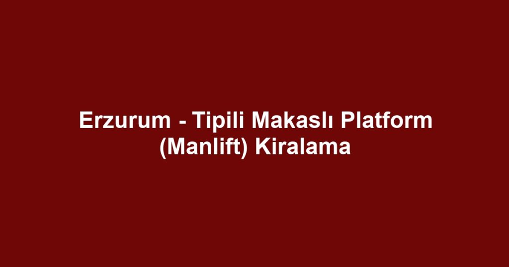 Erzurum - Tipili Makaslı Platform (Manlift) Kiralama