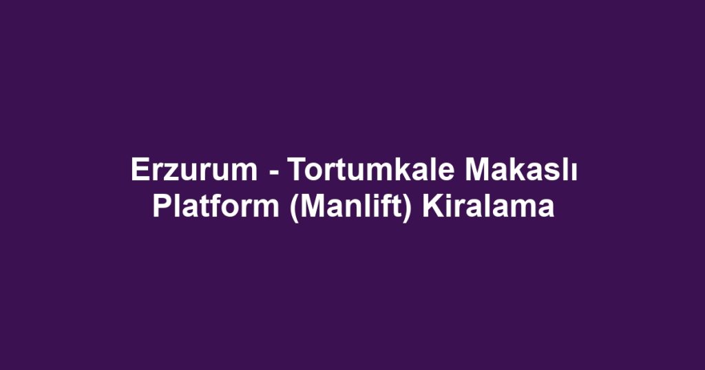 Erzurum - Tortumkale Makaslı Platform (Manlift) Kiralama