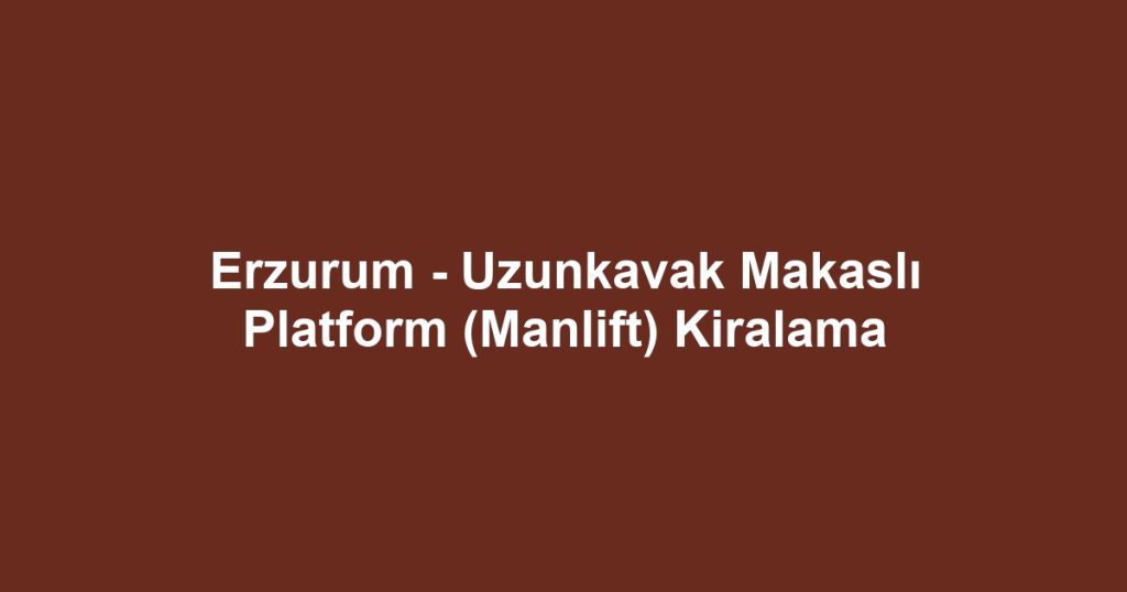 Erzurum - Uzunkavak Makaslı Platform (Manlift) Kiralama