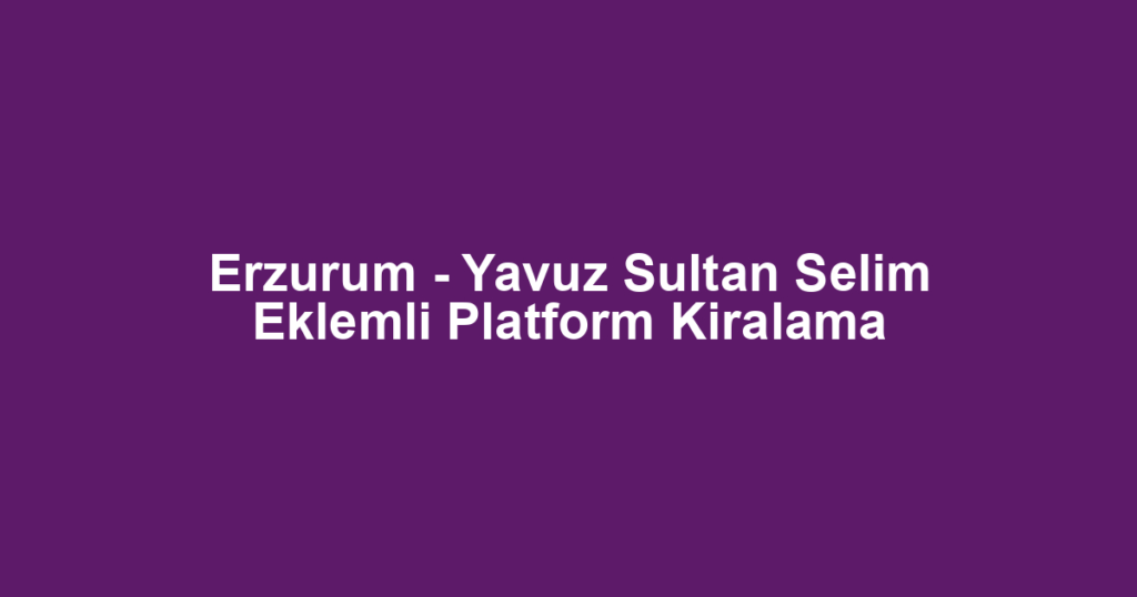 Erzurum - Yavuz Sultan Selim Eklemli Platform Kiralama
