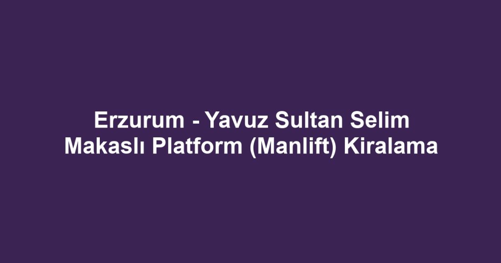 Erzurum - Yavuz Sultan Selim Makaslı Platform (Manlift) Kiralama