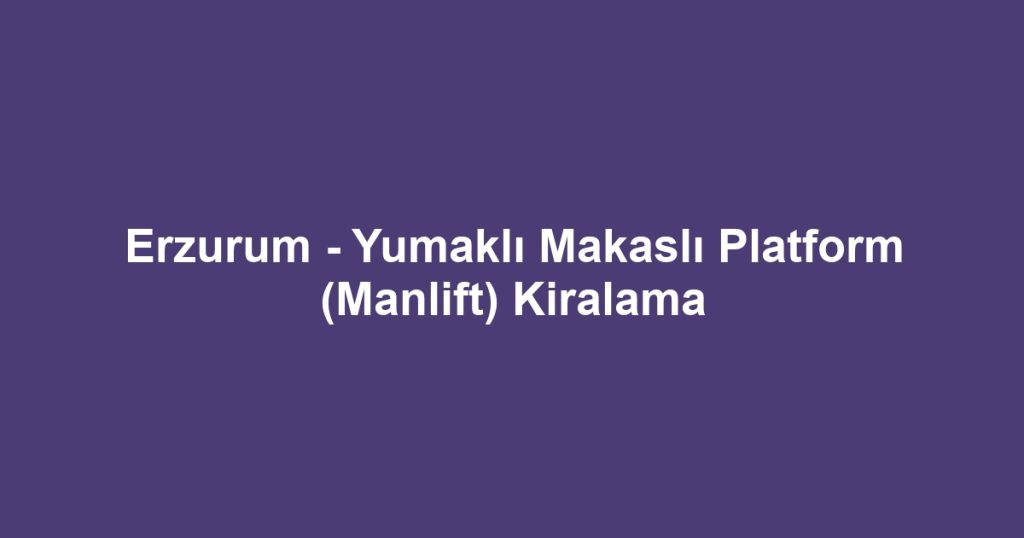 Erzurum - Yumaklı Makaslı Platform (Manlift) Kiralama