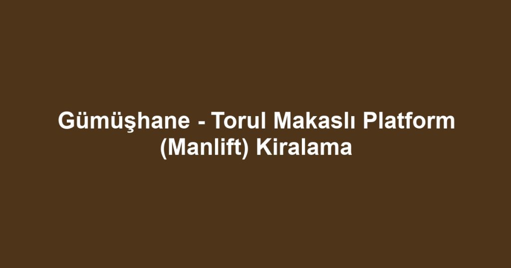 Gümüşhane - Torul Makaslı Platform (Manlift) Kiralama