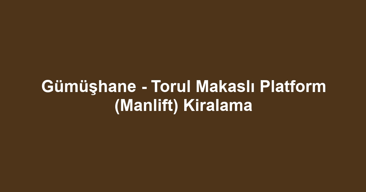 Gümüşhane - Torul Makaslı Platform (Manlift) Kiralama