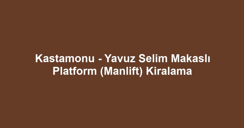 Kastamonu - Yavuz Selim Makaslı Platform (Manlift) Kiralama