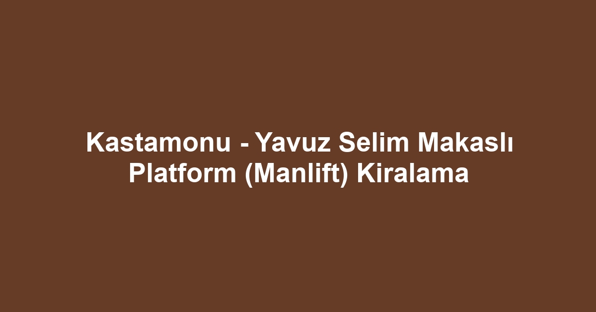 Kastamonu - Yavuz Selim Makaslı Platform (Manlift) Kiralama