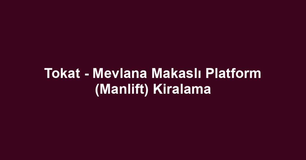 Tokat - Mevlana Makaslı Platform (Manlift) Kiralama