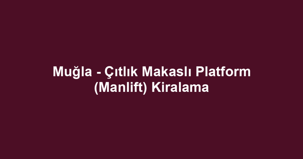 Muğla - Çıtlık Makaslı Platform (Manlift) Kiralama