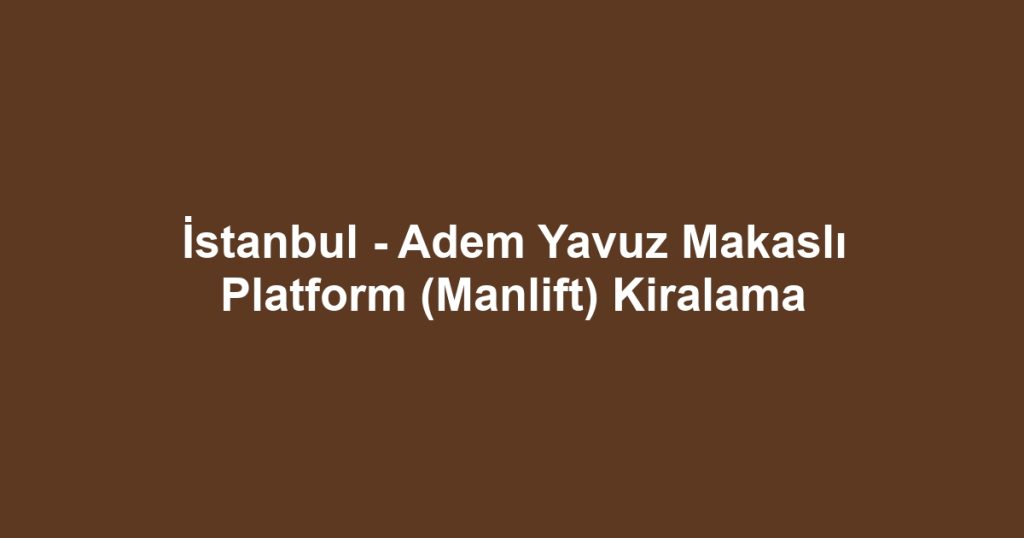 İstanbul - Adem Yavuz Makaslı Platform (Manlift) Kiralama