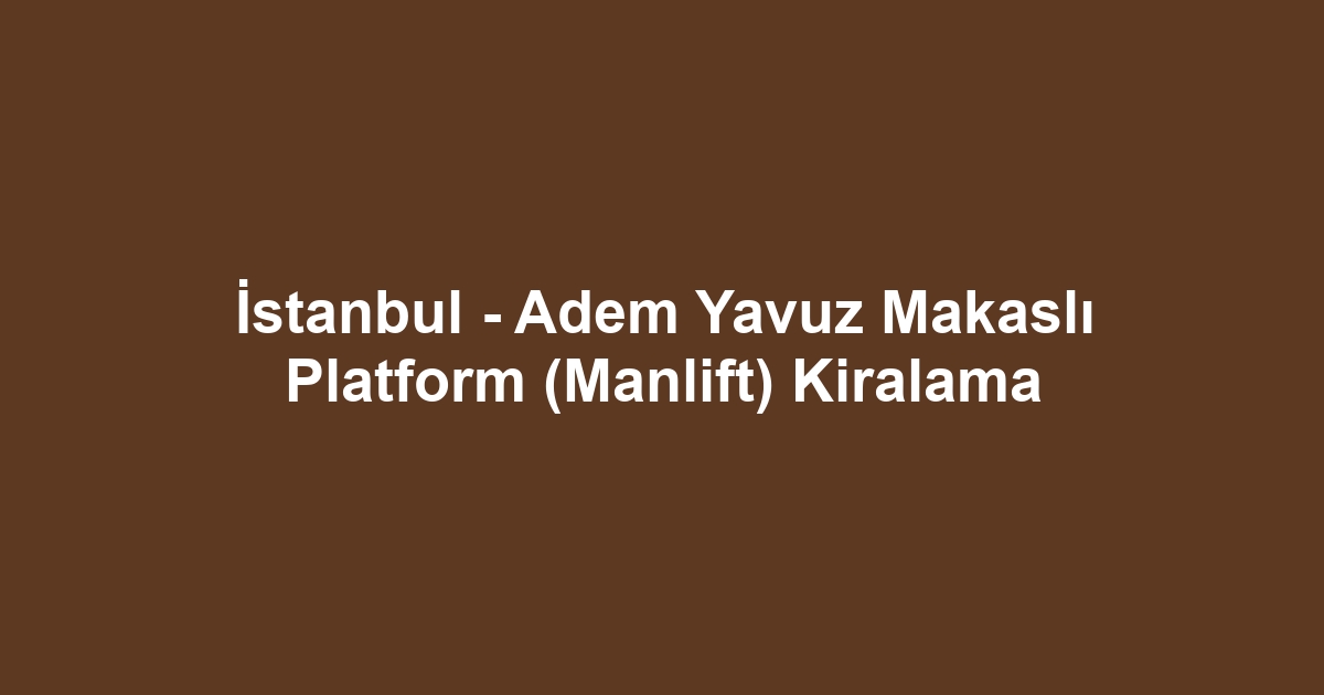 İstanbul - Adem Yavuz Makaslı Platform (Manlift) Kiralama