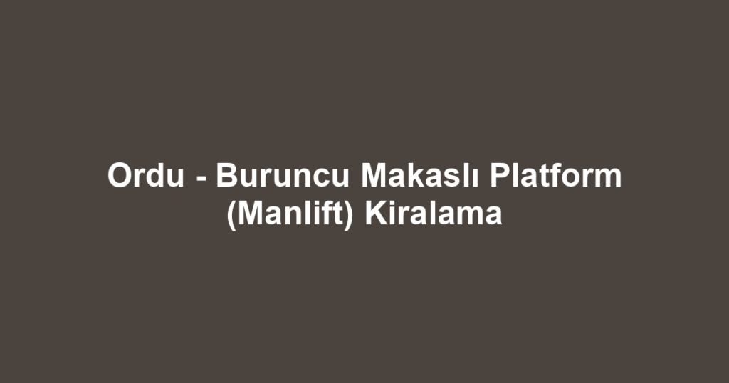 Ordu - Buruncu Makaslı Platform (Manlift) Kiralama