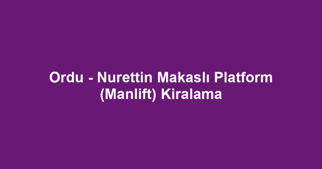Ordu - Nurettin Makaslı Platform (Manlift) Kiralama