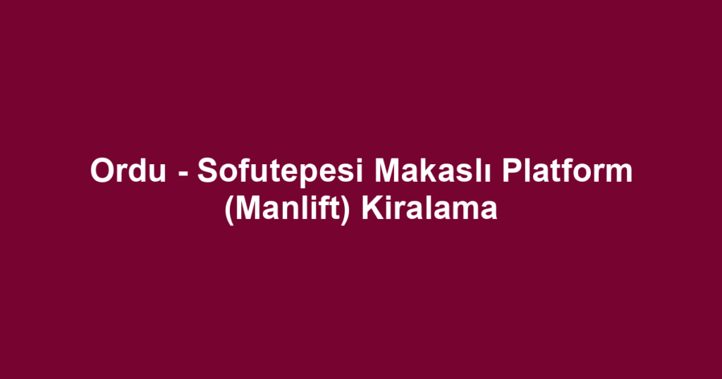 Ordu - Sofutepesi Makaslı Platform (Manlift) Kiralama