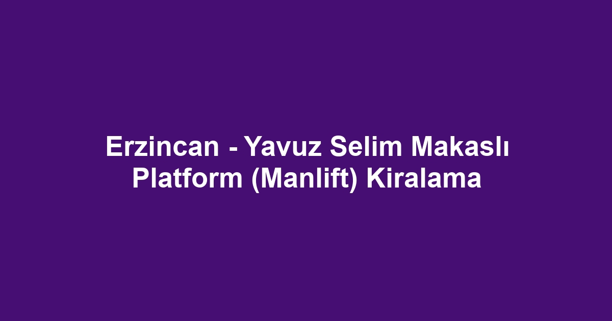 Erzincan - Yavuz Selim Makaslı Platform (Manlift) Kiralama