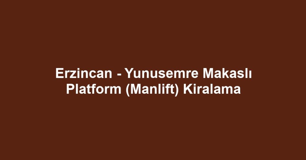 Erzincan - Yunusemre Makaslı Platform (Manlift) Kiralama
