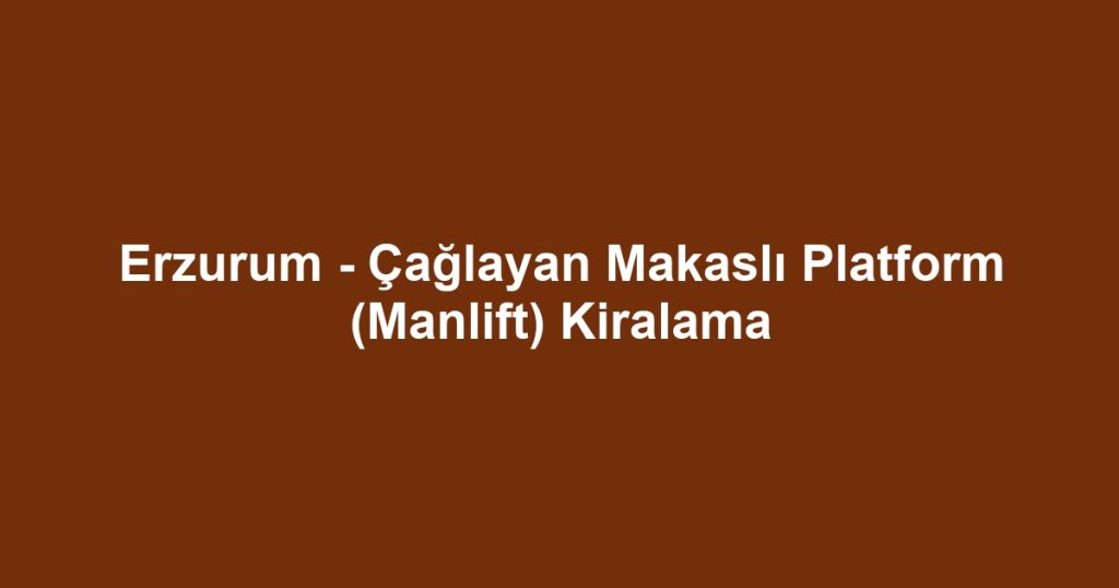 Erzurum - Çağlayan Makaslı Platform (Manlift) Kiralama