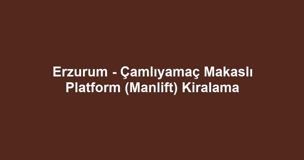 Erzurum - Çamlıyamaç Makaslı Platform (Manlift) Kiralama