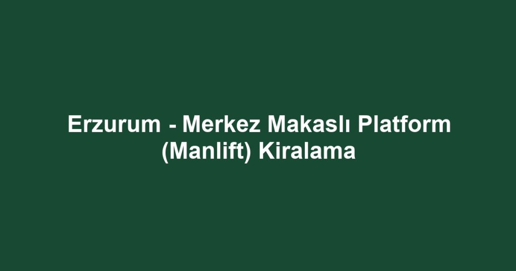 Erzurum - Merkez Makaslı Platform (Manlift) Kiralama