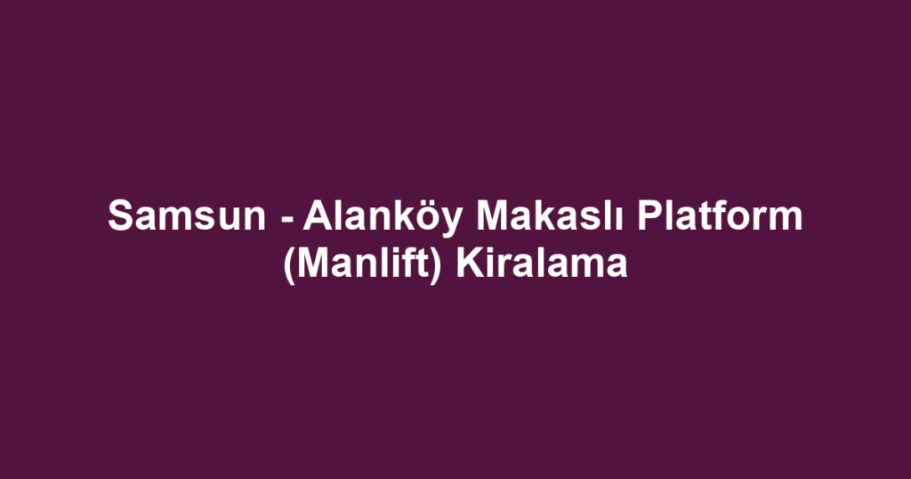 Samsun - Alanköy Makaslı Platform (Manlift) Kiralama