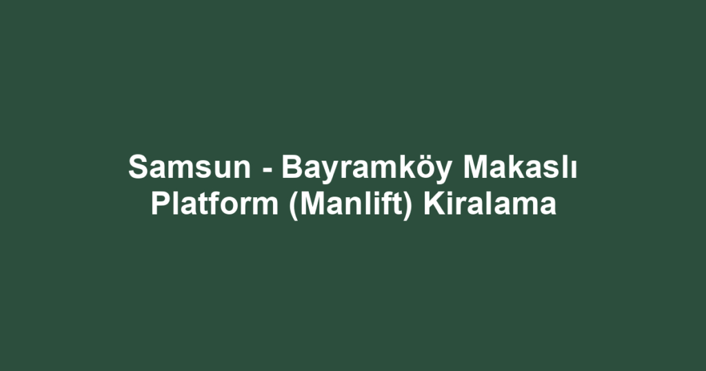 Samsun - Bayramköy Makaslı Platform (Manlift) Kiralama